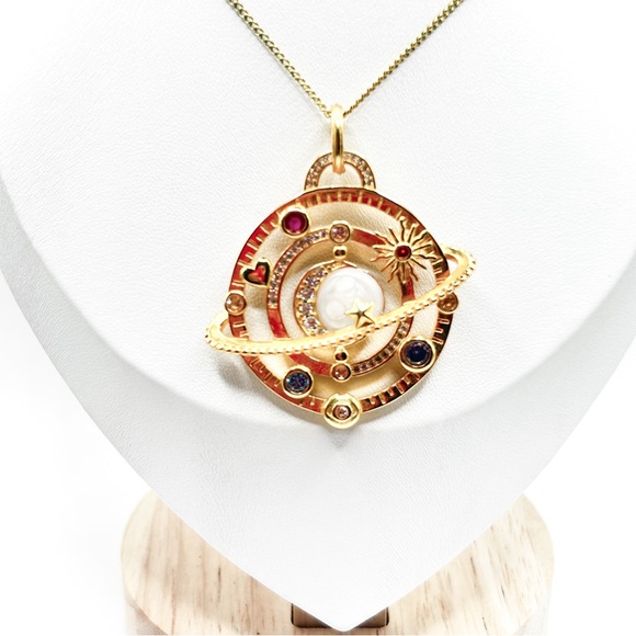 NWOT Cosmic Planetary pendant 18k gold plating over Sterling silver. - Picture 11 of 16